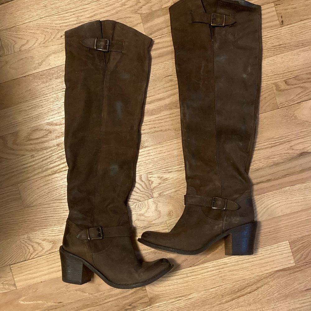 Brown Suede Over the Knee Women's 3 inch heel Boots